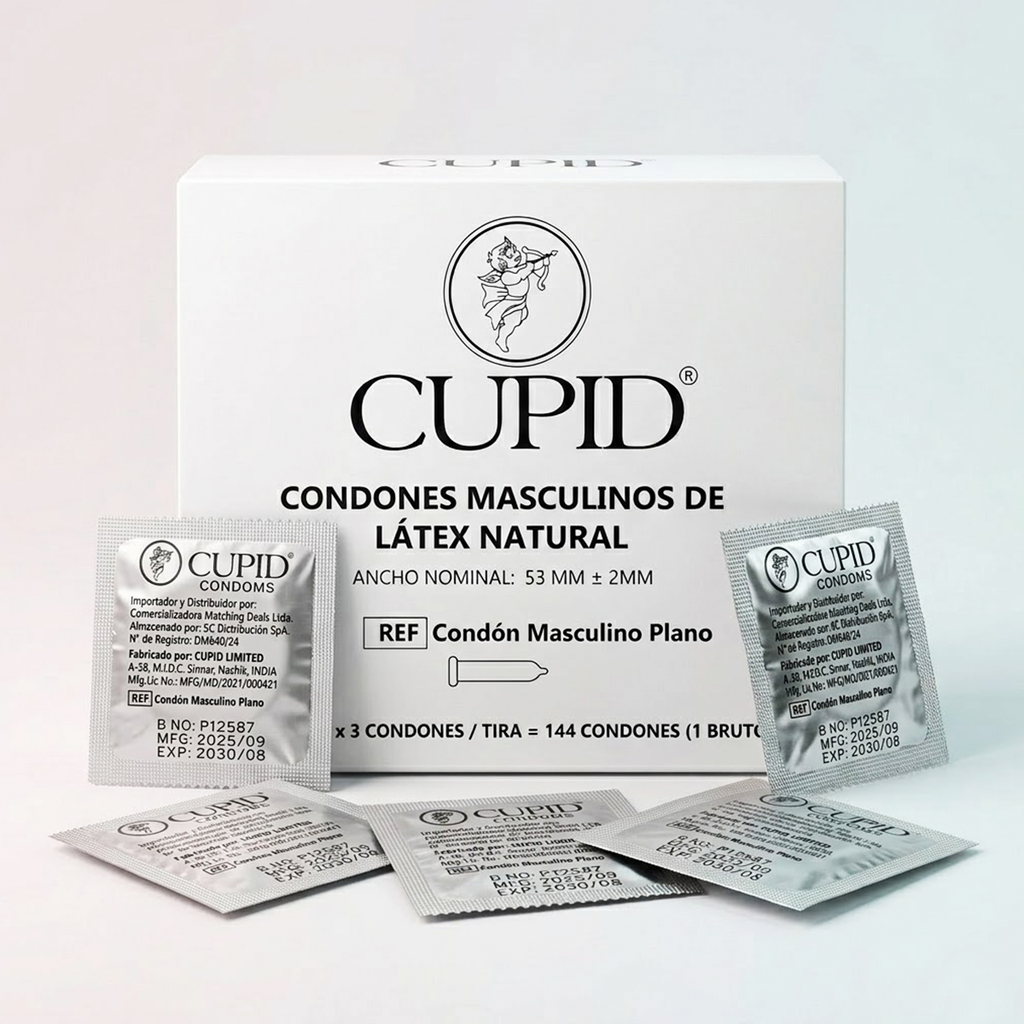 Condones Cupid Caja 144 unidades de látex natural lubricado con depósito