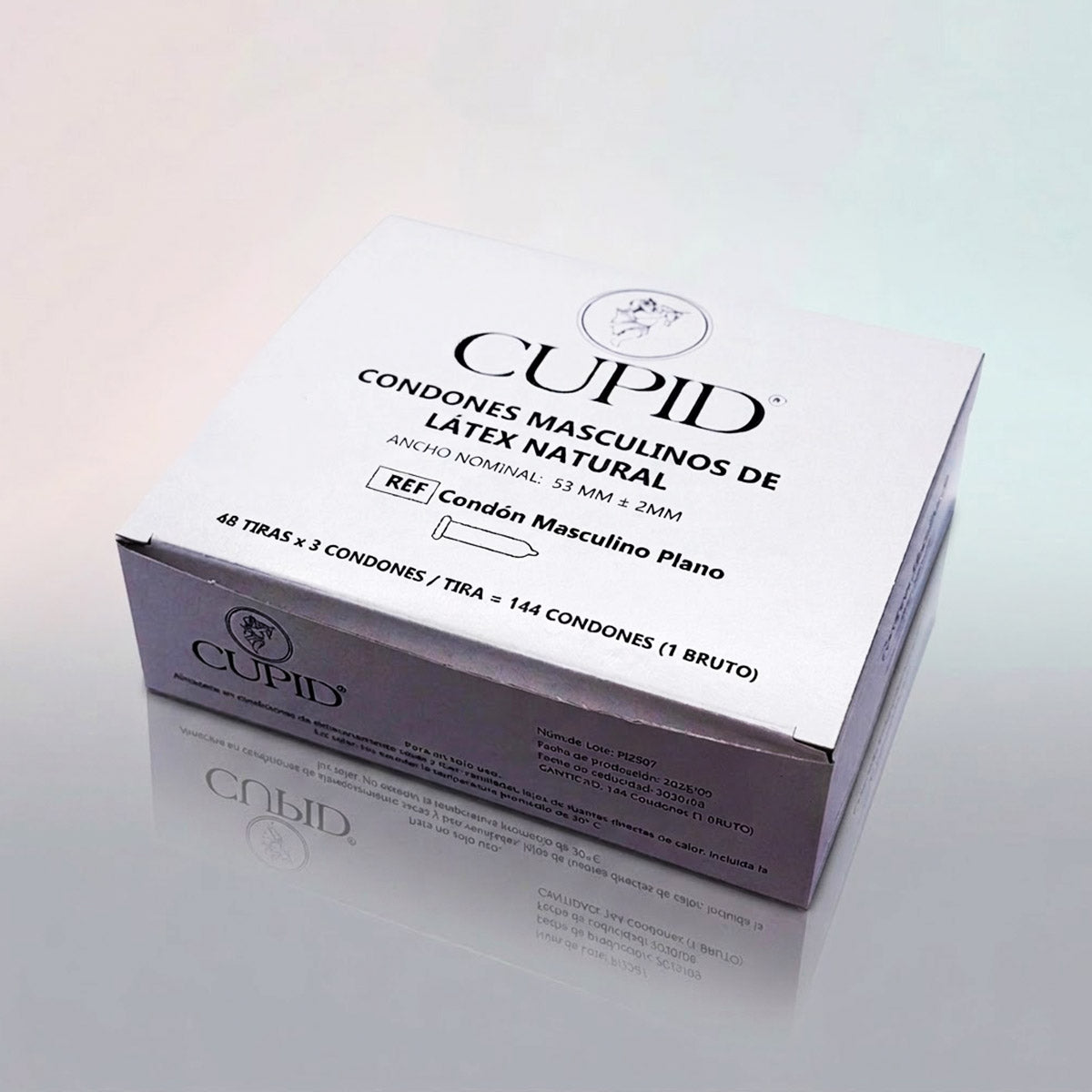 Condones Cupid caja abierta con preservativos lubricados de látex natural